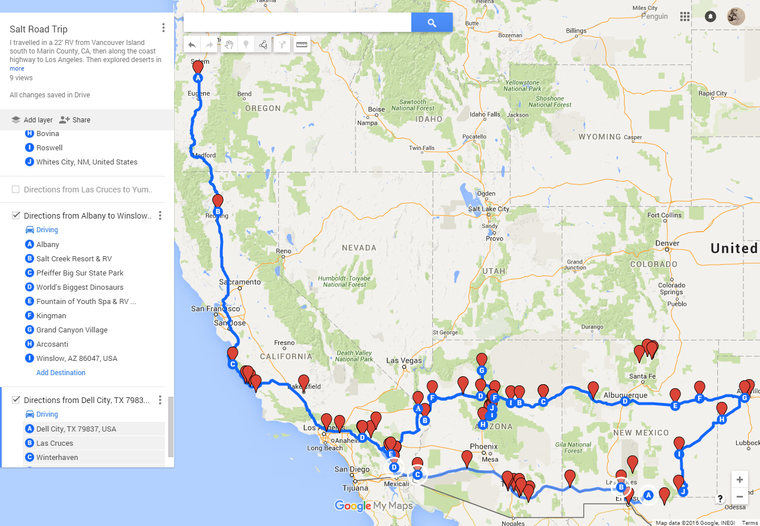 desert road trip map